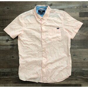 Chubbies Mens Medium Pink Short Sleeve Palm Tree AOP Button Up Shirt